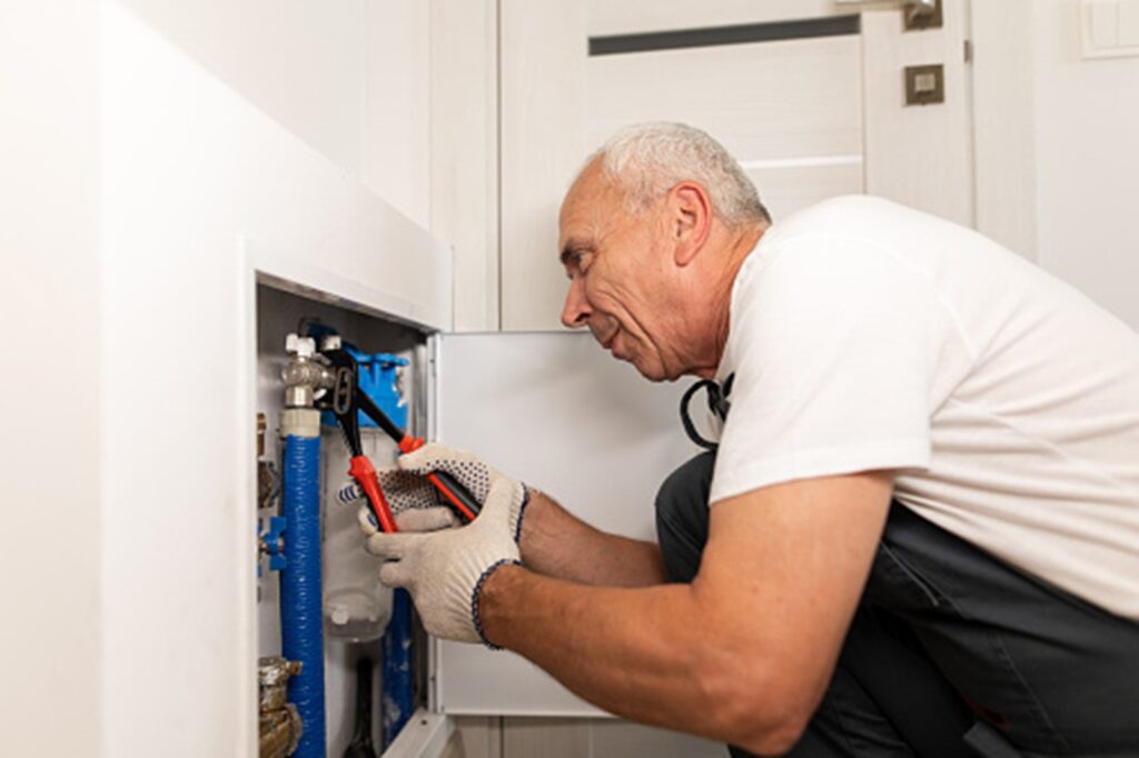 HVAC technician installing heater during the winter season in Knoxville, TN 